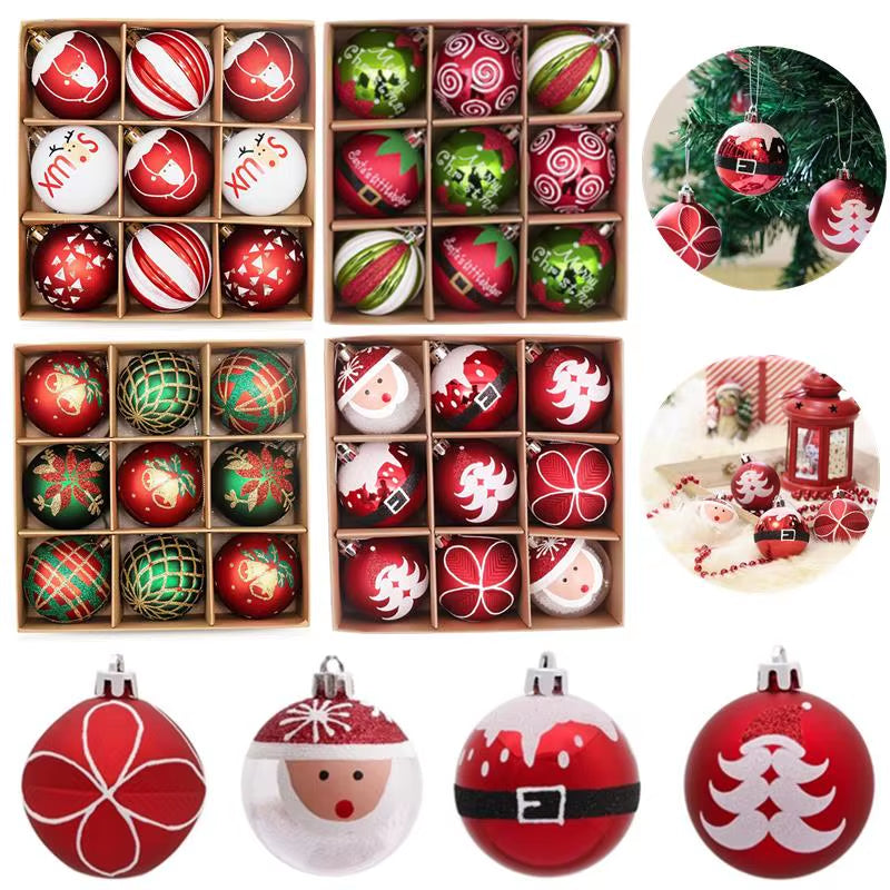 9Pcs/Box 6Cm Christmas Ball Ornaments Xmas Tree Hanging Pendant Christmas Decorations for Home 2025 Navidad Natal New Year Gift
