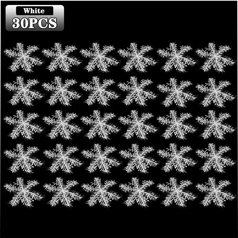 Christmas Snowflakes Plastic Brushed Ornaments Snowflake Tree Hanging Decorations Winter Party Holiday Home Decoration Supplies