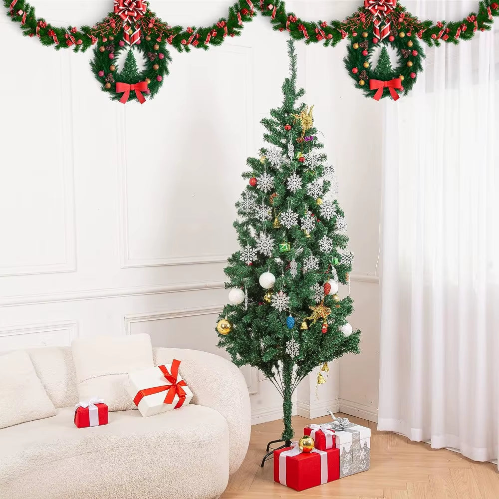 Christmas Snowflakes Plastic Brushed Ornaments Snowflake Tree Hanging Decorations Winter Party Holiday Home Decoration Supplies
