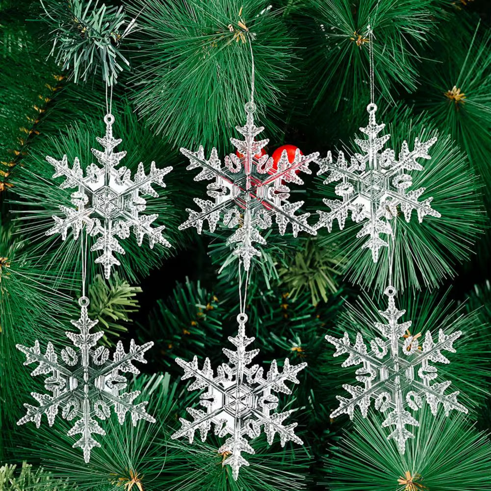 Merry Christmas Snowflake Transparent Crystal Acrylic Sequin Christmas Tree Pendant DIY Home Decoration New Year Decorations