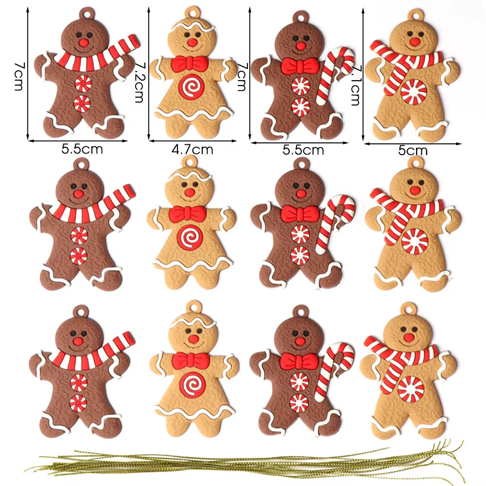 Gingerbread Man Ornaments Xmas Tree Hanging Pendant 2023 Merry Christmas Decorations for Home 2024 New Year Gift Navidad Noel