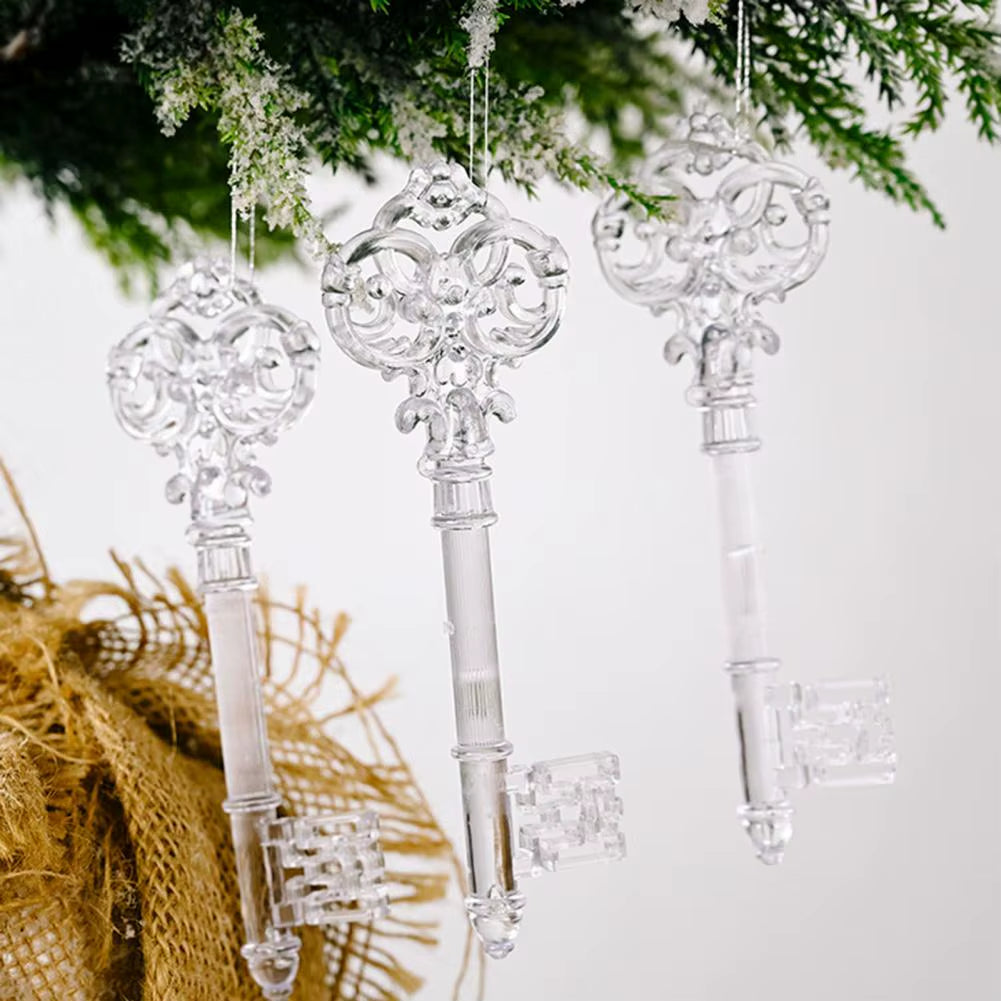 Merry Christmas Snowflake Transparent Crystal Acrylic Sequin Christmas Tree Pendant DIY Home Decoration New Year Decorations