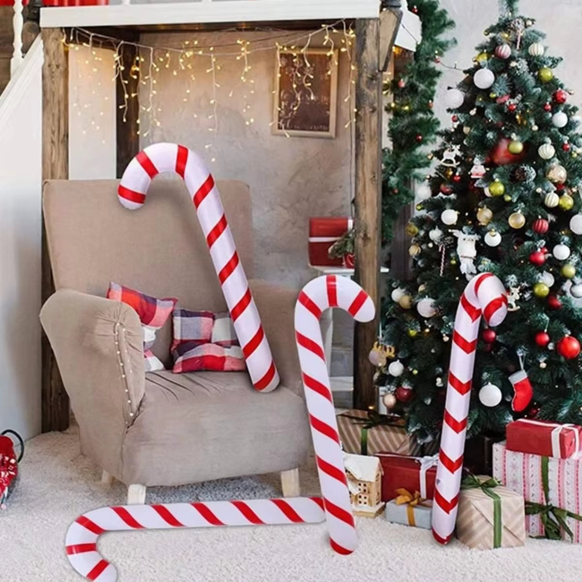 Inflatable Christmas Candy Cane Stick Balloons Merry Christmas Decorations for Home 2025 Xmas Navidad Natal Gifts New Year 2025