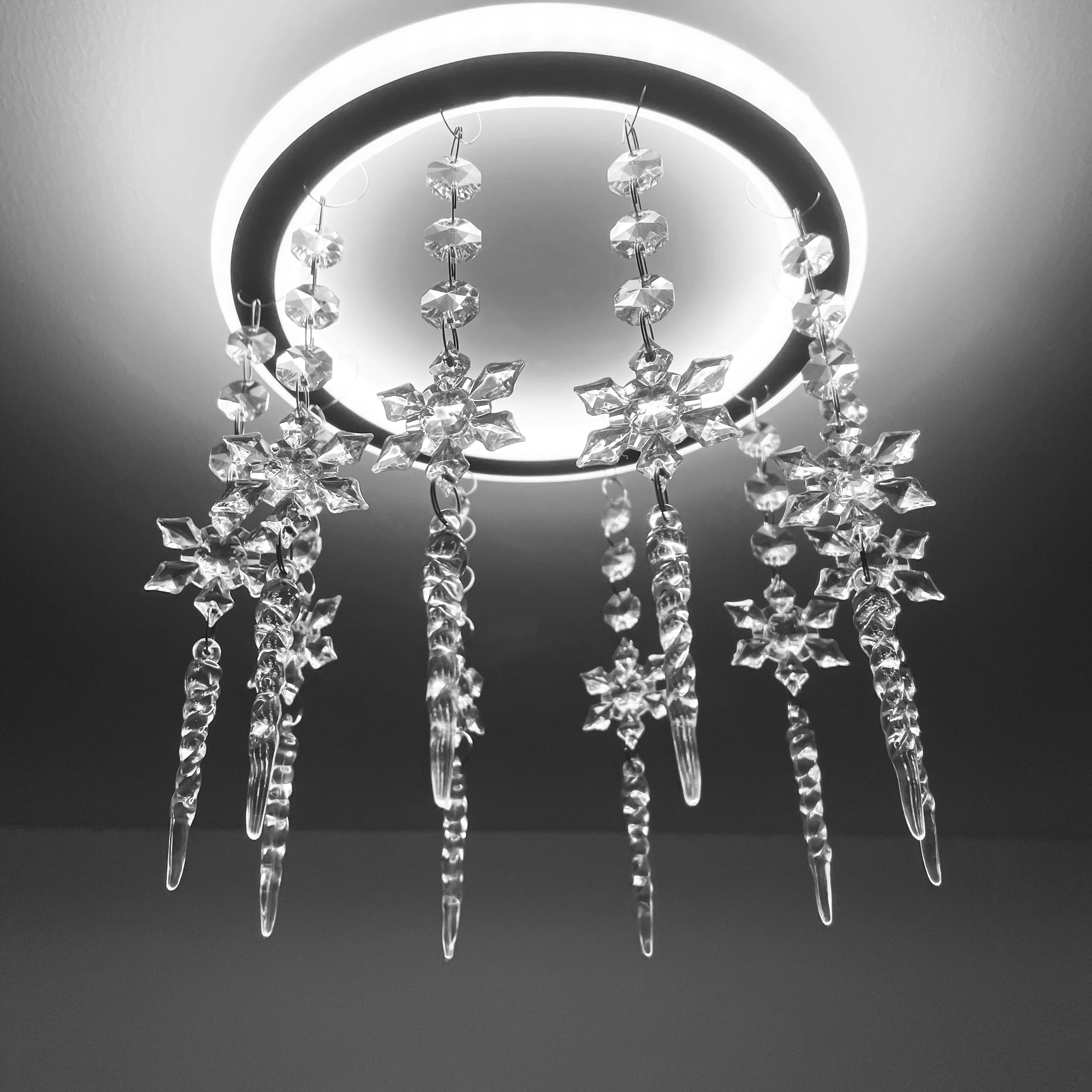 12PCS Snowflake Transparent Acrylic Crystal Hanging Ornament Christmas Festival Decoration Home Decor Christmas Tree Decoration