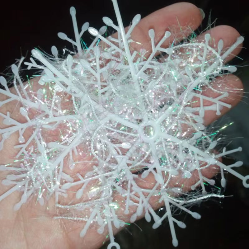 Christmas Snowflakes Plastic Brushed Ornaments Snowflake Tree Hanging Decorations Winter Party Holiday Home Decoration Supplies