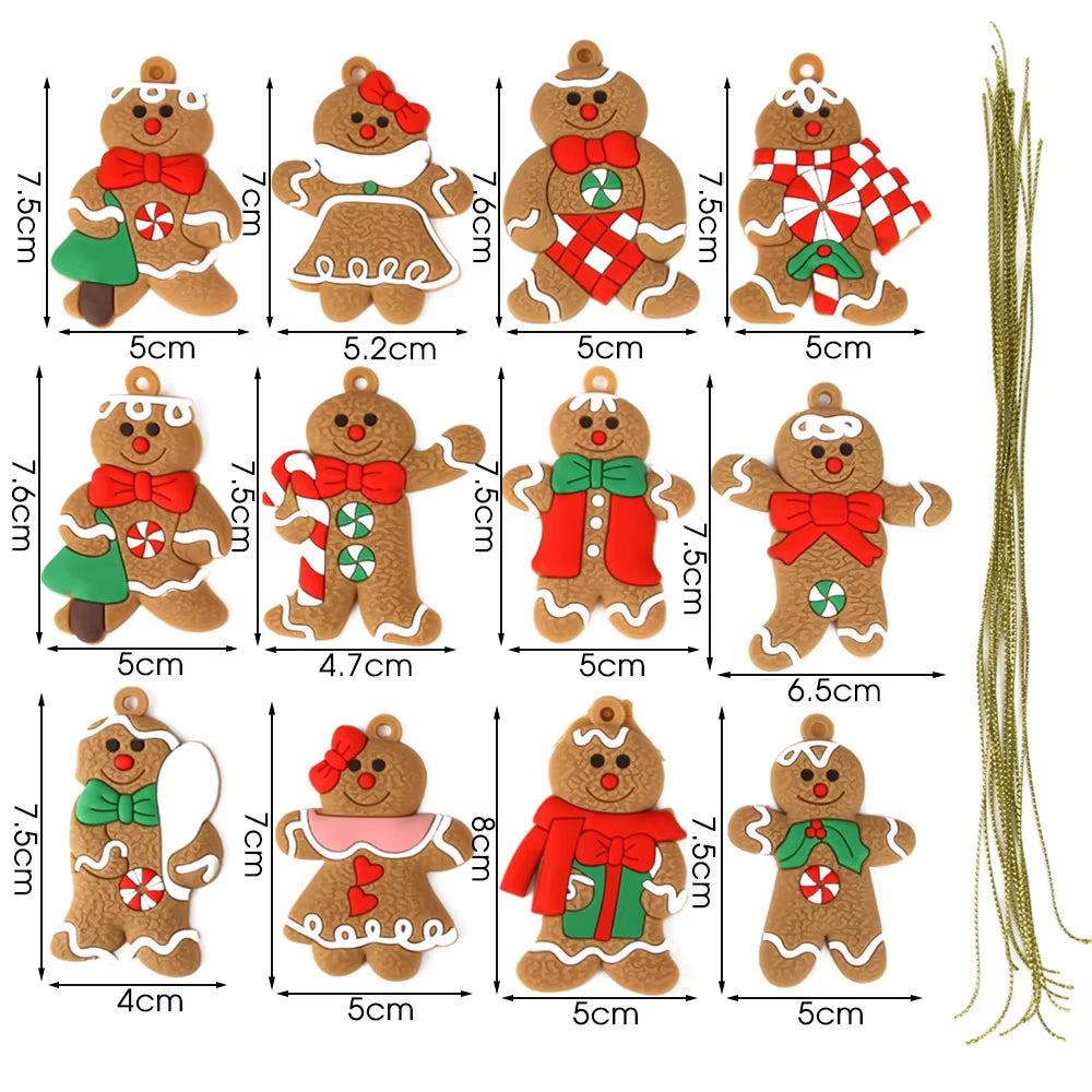 Gingerbread Man Ornaments Xmas Tree Hanging Pendant 2023 Merry Christmas Decorations for Home 2024 New Year Gift Navidad Noel