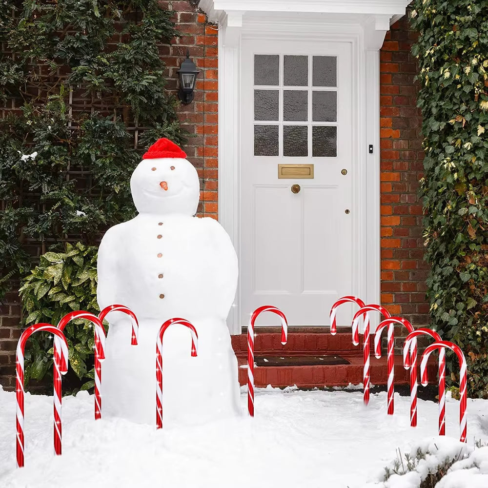 5 Pack 37Cm Christmas Candy Cane Pathway Markers, Xmas Candy Cane Stake Lights Outdoor for Walkway Garden Lawn Holiday Decor
