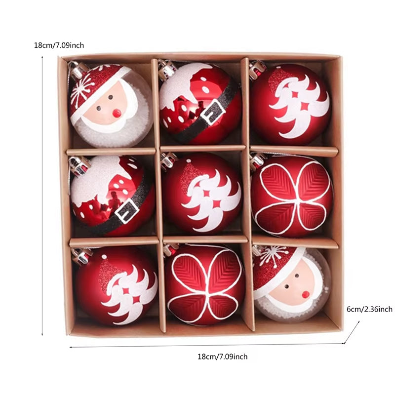9Pcs/Box 6Cm Christmas Ball Ornaments Xmas Tree Hanging Pendant Christmas Decorations for Home 2025 Navidad Natal New Year Gift