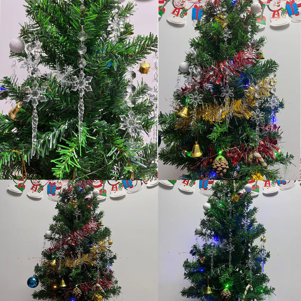 12PCS Snowflake Transparent Acrylic Crystal Hanging Ornament Christmas Festival Decoration Home Decor Christmas Tree Decoration