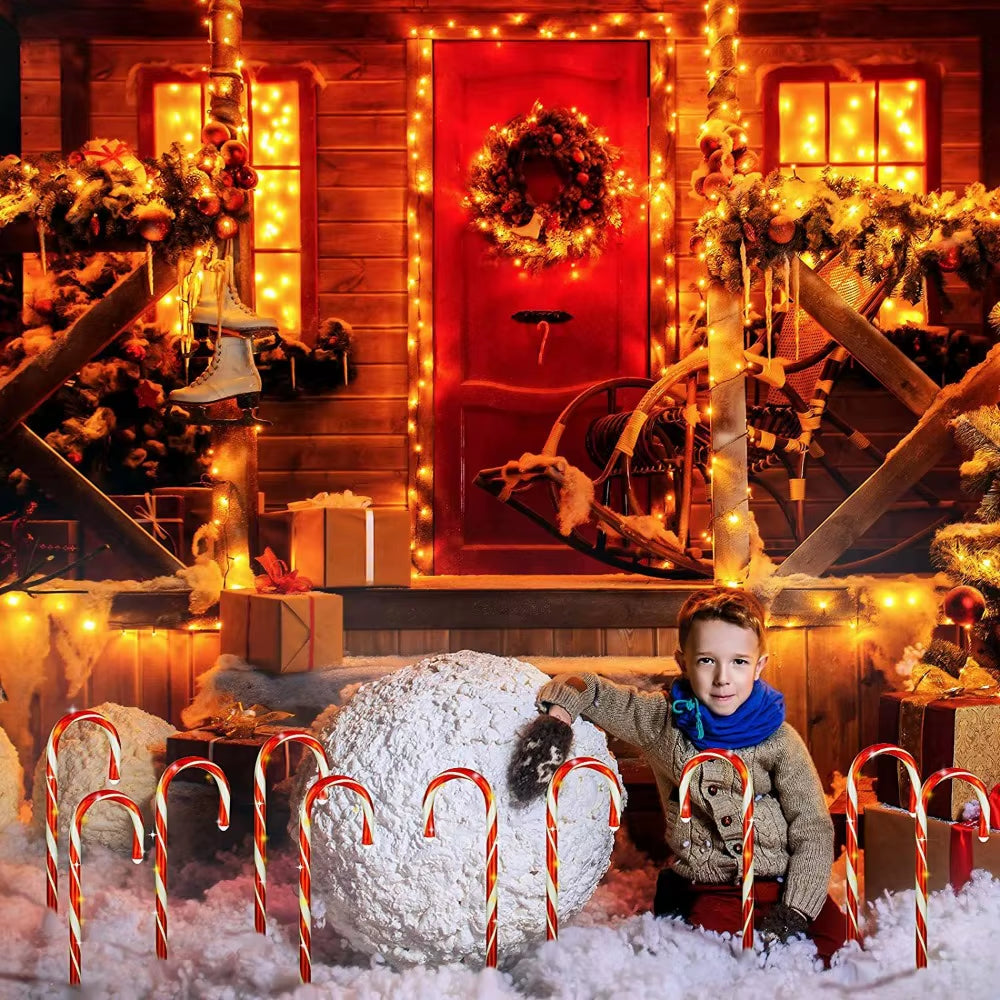 5 Pack 37Cm Christmas Candy Cane Pathway Markers, Xmas Candy Cane Stake Lights Outdoor for Walkway Garden Lawn Holiday Decor