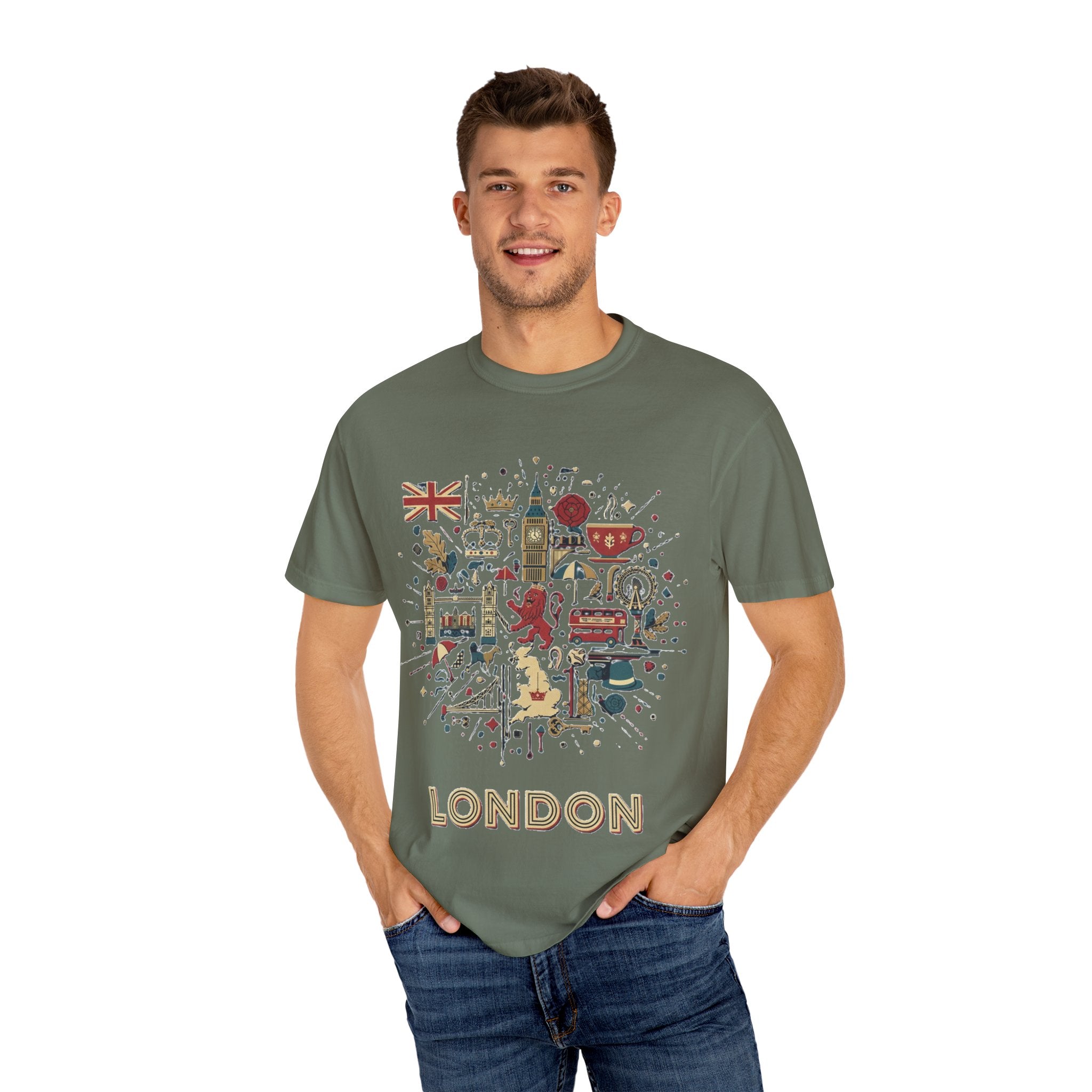 London Garment-Dyed T-Shirt | Casual Travel Souvenir Tee | City Pride Gift