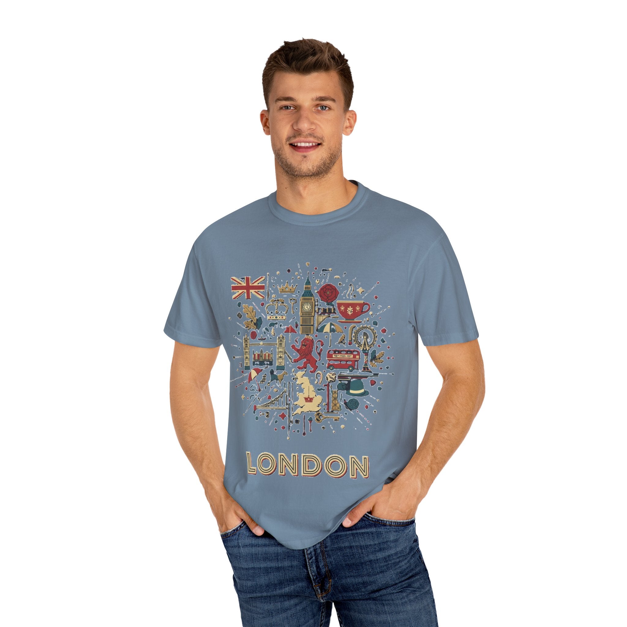 London Garment-Dyed T-Shirt | Casual Travel Souvenir Tee | City Pride Gift