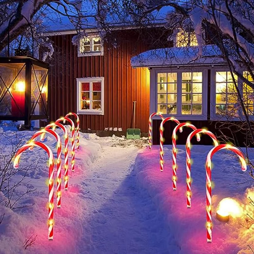 5 Pack 37Cm Christmas Candy Cane Pathway Markers, Xmas Candy Cane Stake Lights Outdoor for Walkway Garden Lawn Holiday Decor