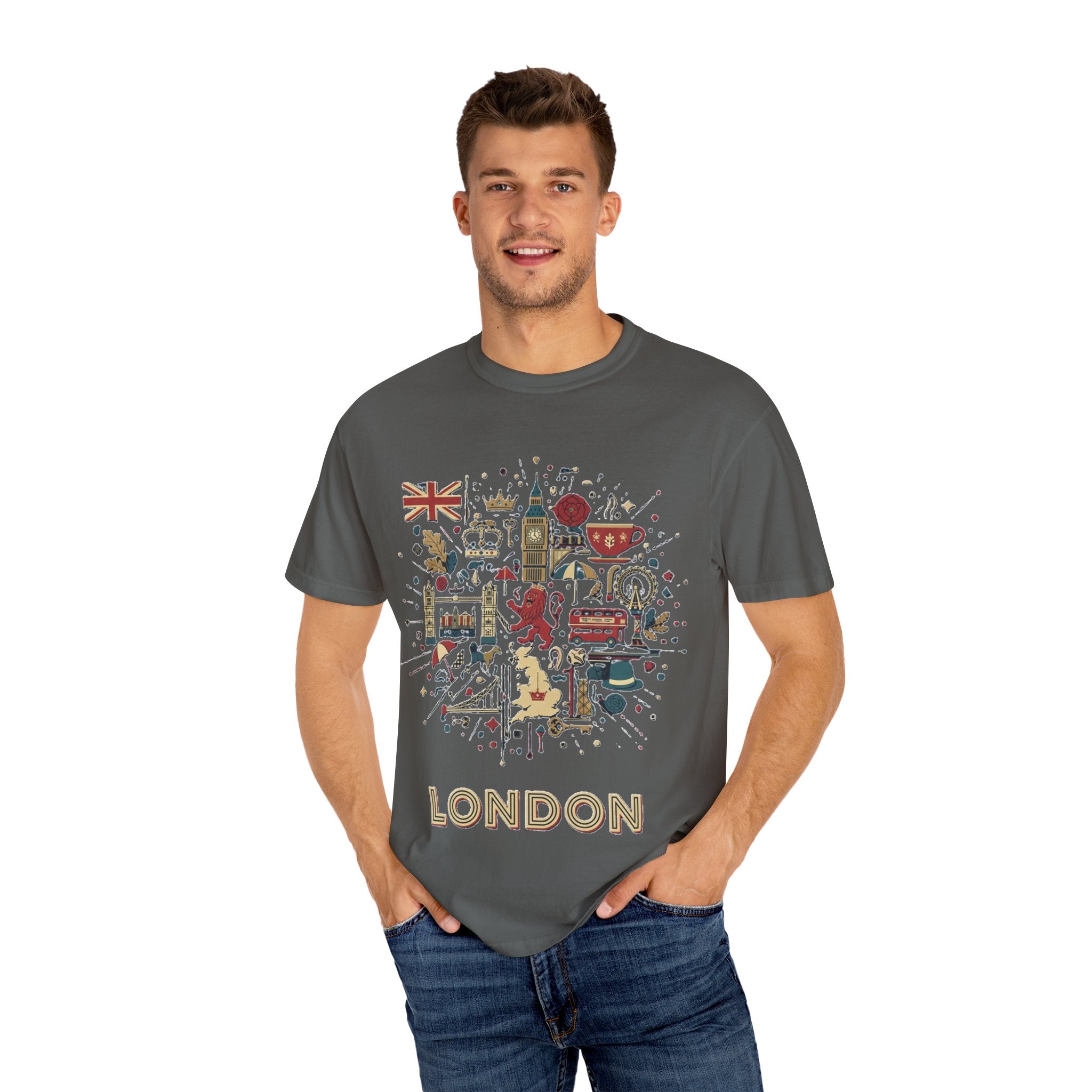 London Garment-Dyed T-Shirt | Casual Travel Souvenir Tee | City Pride Gift