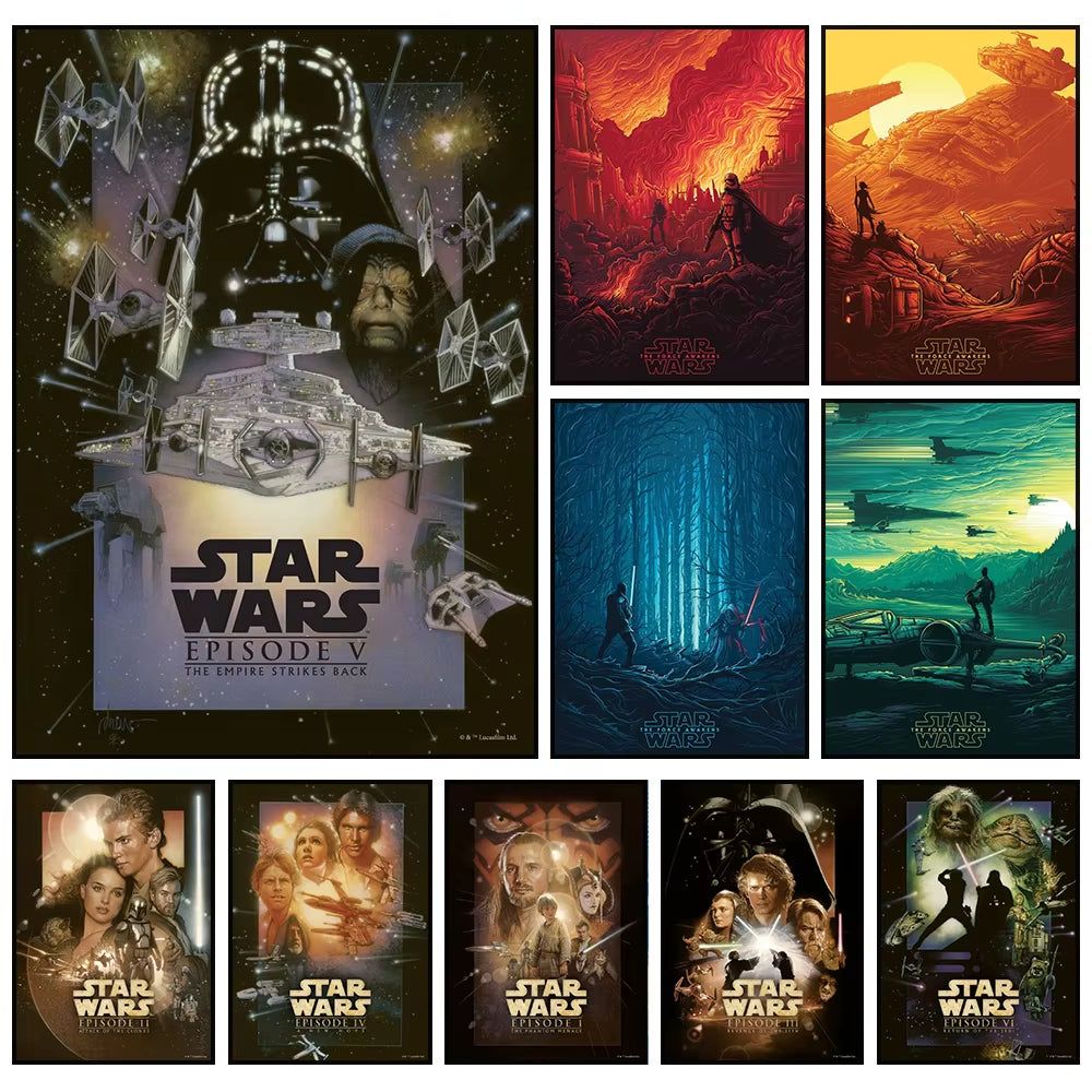 Star Wars Canvas Decorative Painting Movie Art Mural Retro Poster Modern Home Wall Decoration Gift and Printing Aesthetic