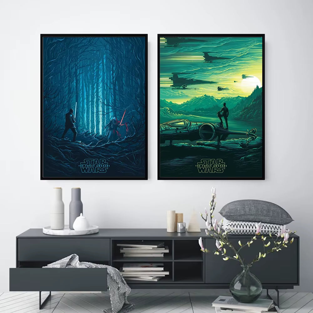 Star Wars Canvas Decorative Painting Movie Art Mural Retro Poster Modern Home Wall Decoration Gift and Printing Aesthetic