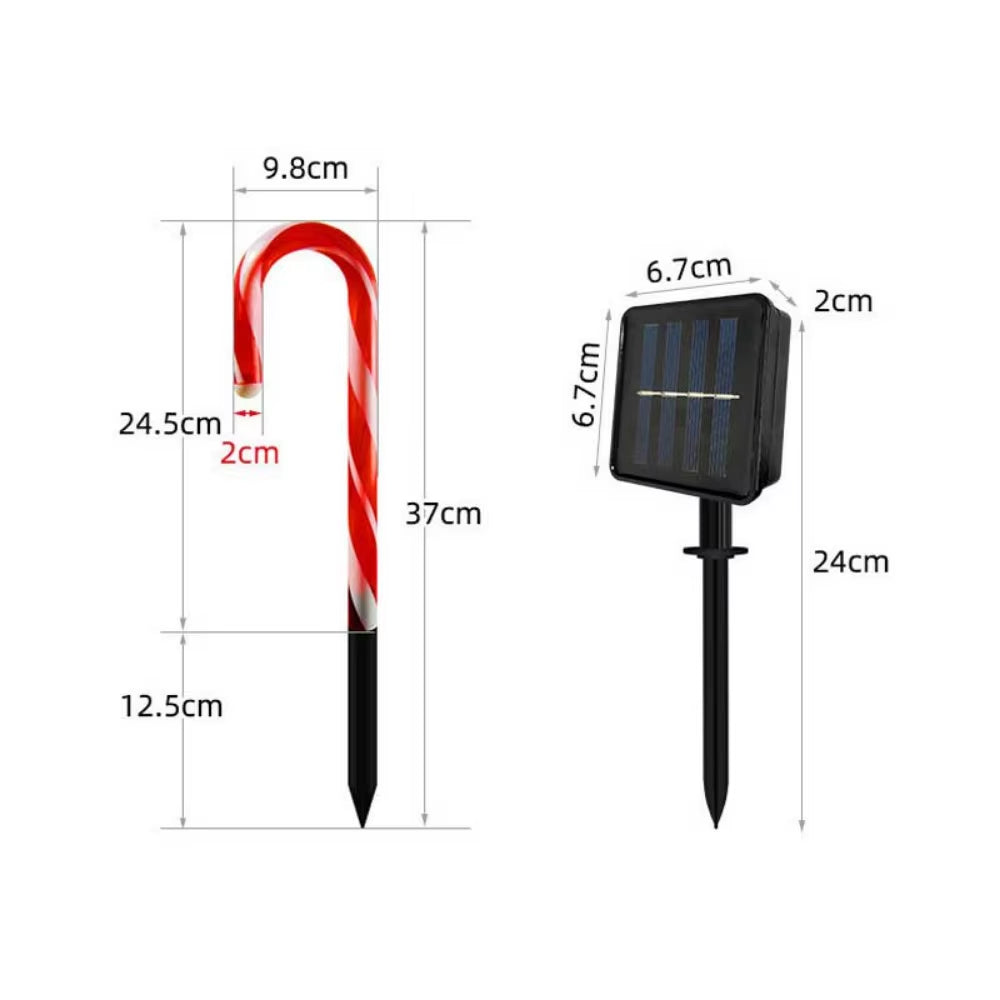 5 Pack 37Cm Christmas Candy Cane Pathway Markers, Xmas Candy Cane Stake Lights Outdoor for Walkway Garden Lawn Holiday Decor