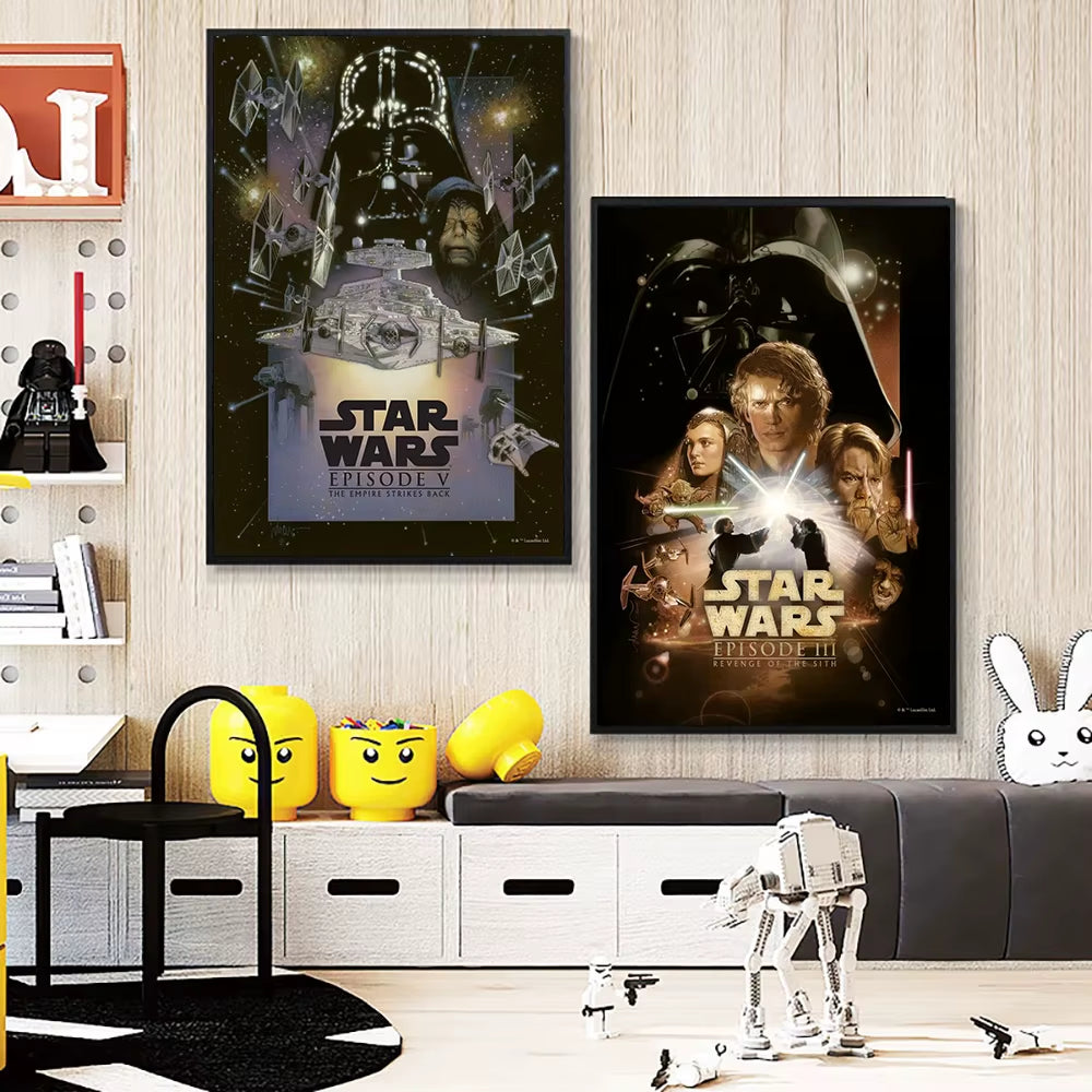 Star Wars Canvas Decorative Painting Movie Art Mural Retro Poster Modern Home Wall Decoration Gift and Printing Aesthetic